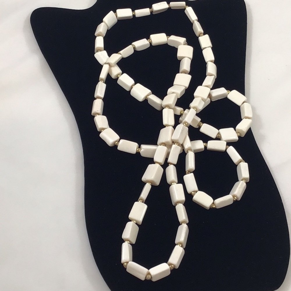 Bone and bead necklace